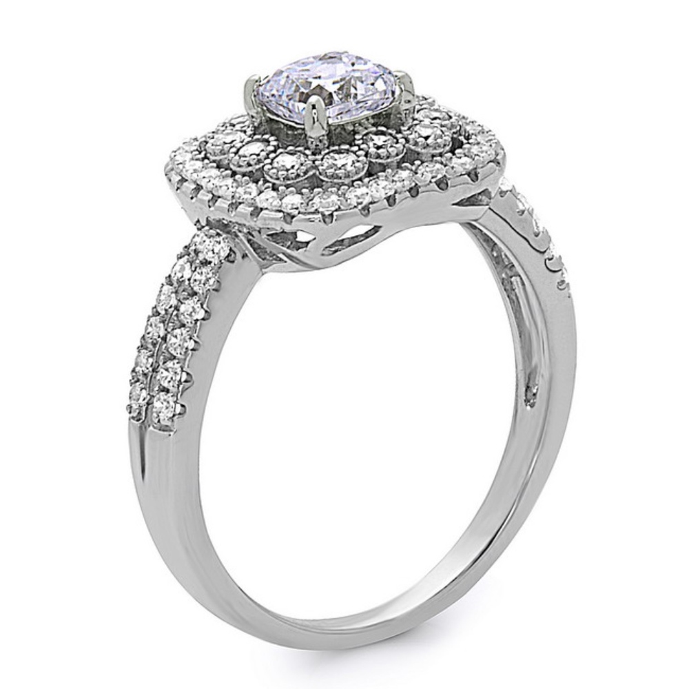 925 Silver Cushion Cut Solitaire Engagement Ring
